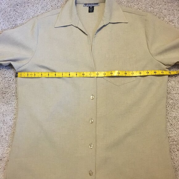 Vintage Optionelle Beige Button Down Tie Sleeve Top Canadian Made - Picture 12 of 16